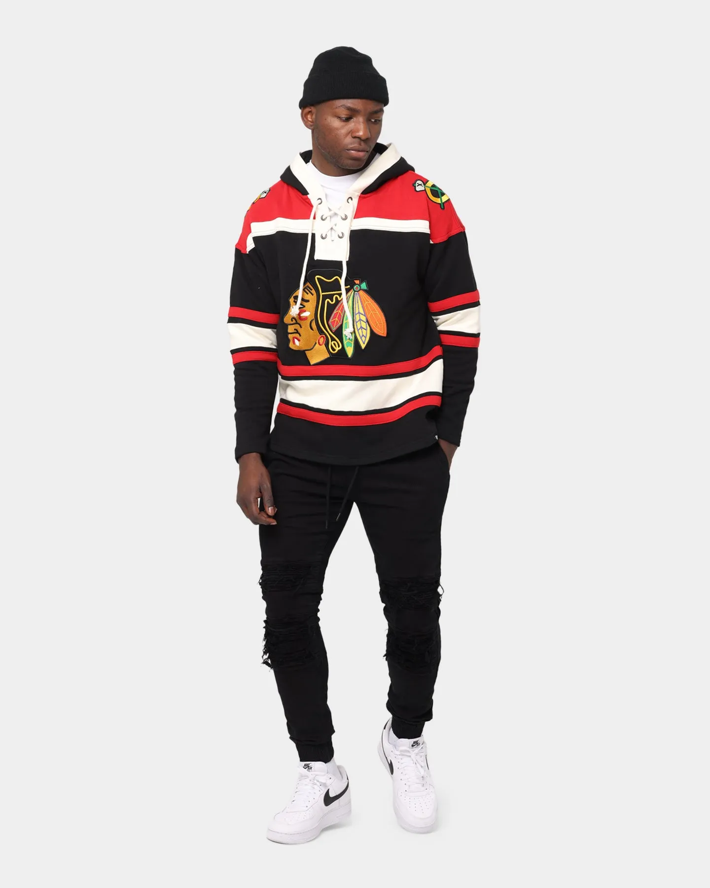 47 Brand Chicago Blackhawks NHL Lacer Hoodie Jet Black/Red