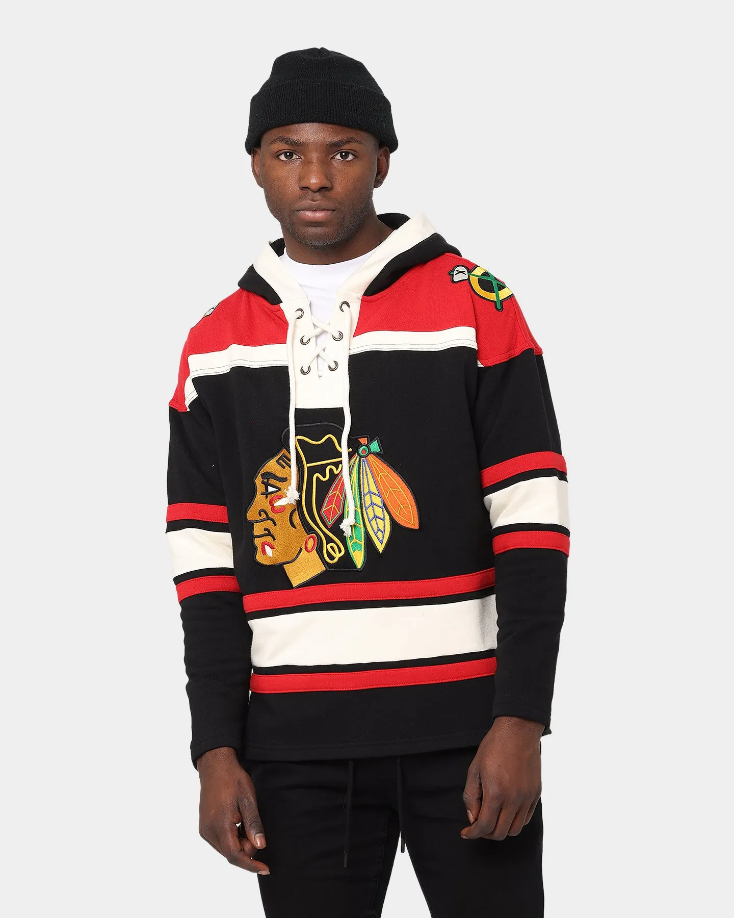 47 Brand Chicago Blackhawks NHL Lacer Hoodie Jet Black/Red