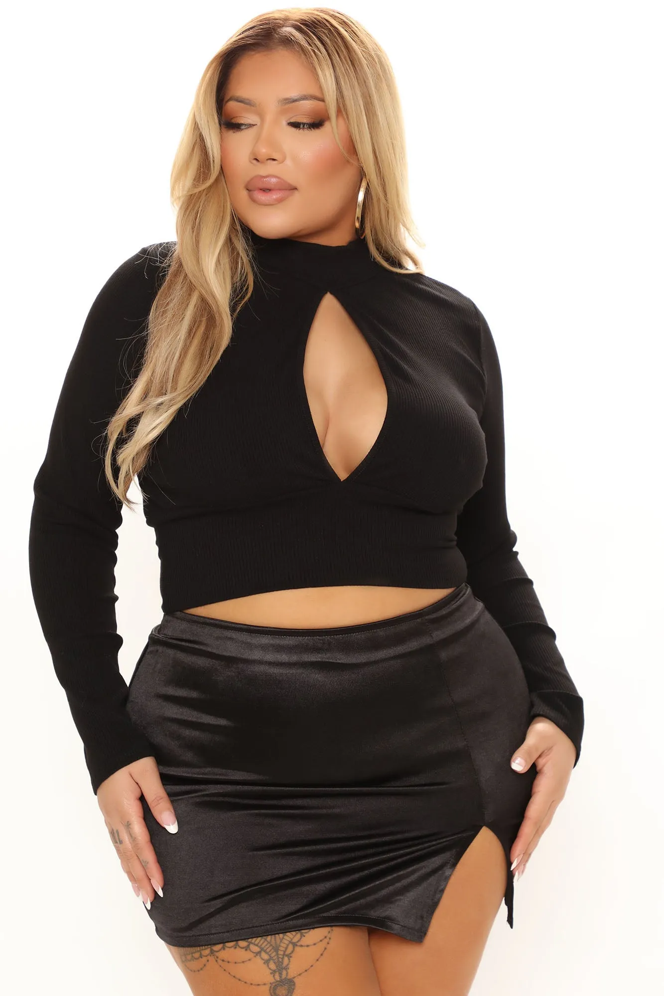 Adeline Mock Neck Top - Black