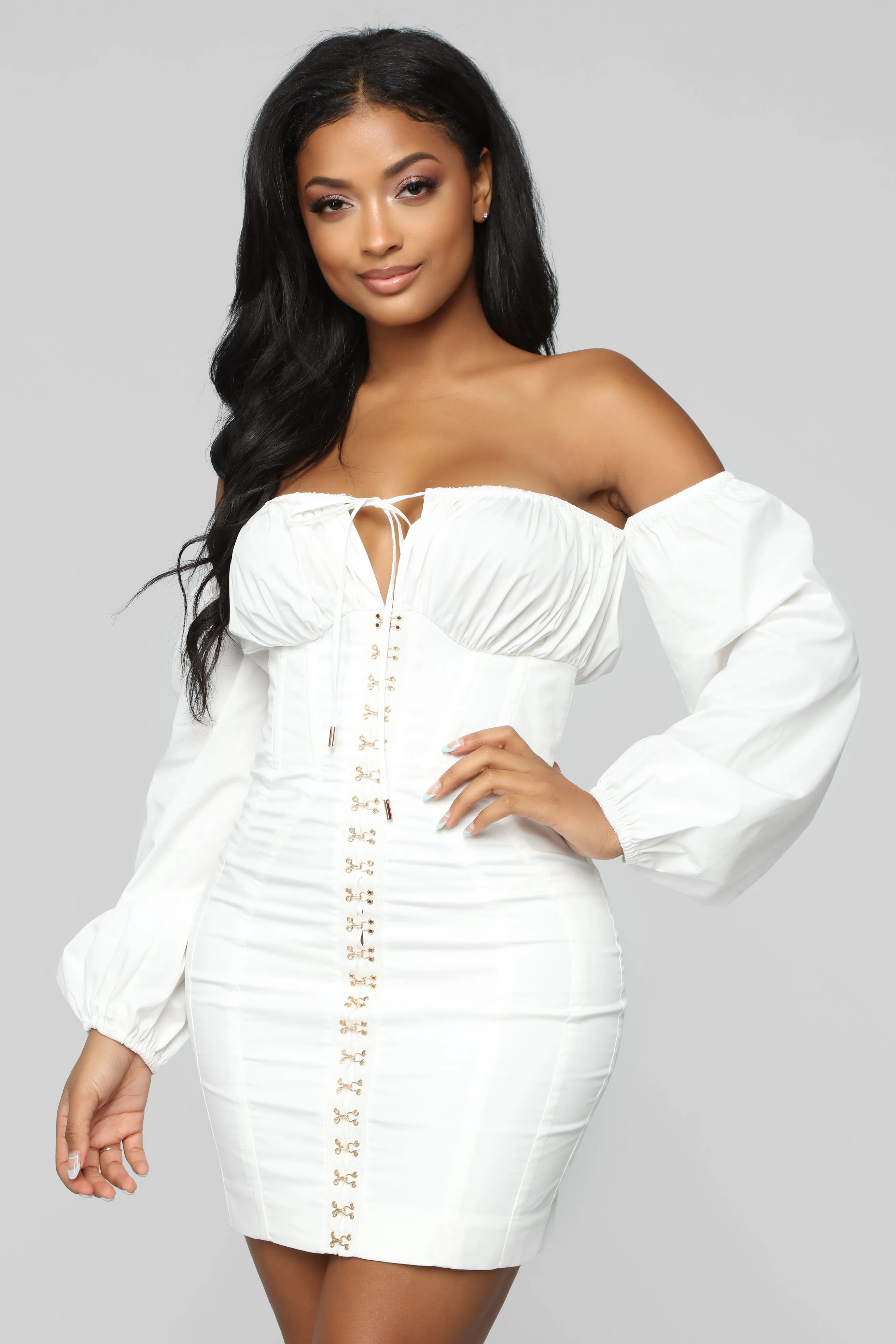 Aria Off Shoulder Dress - Off White