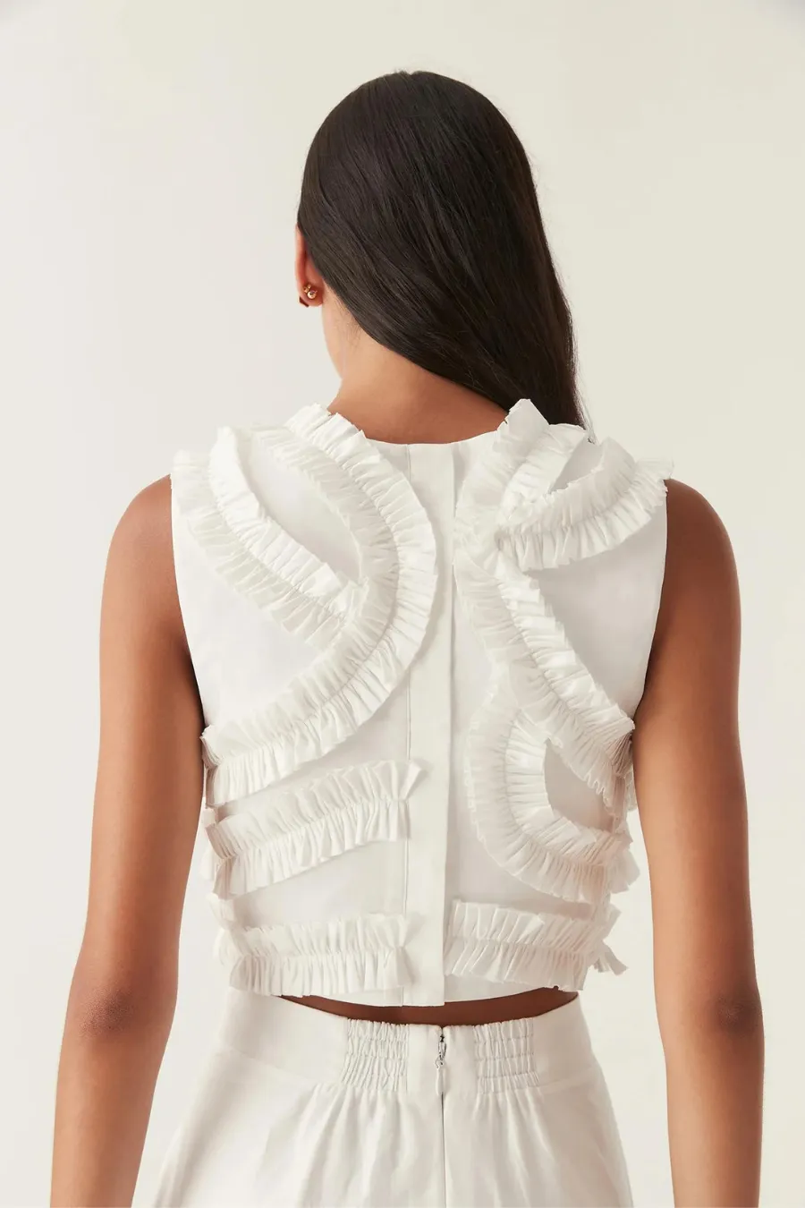 Aurelia Frill Shell Top Ivory