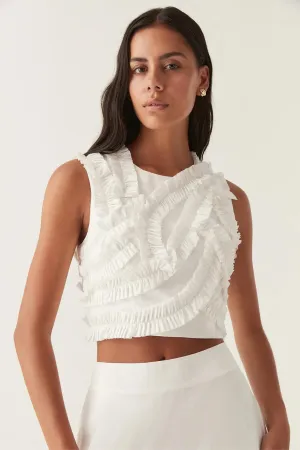 Aurelia Frill Shell Top Ivory