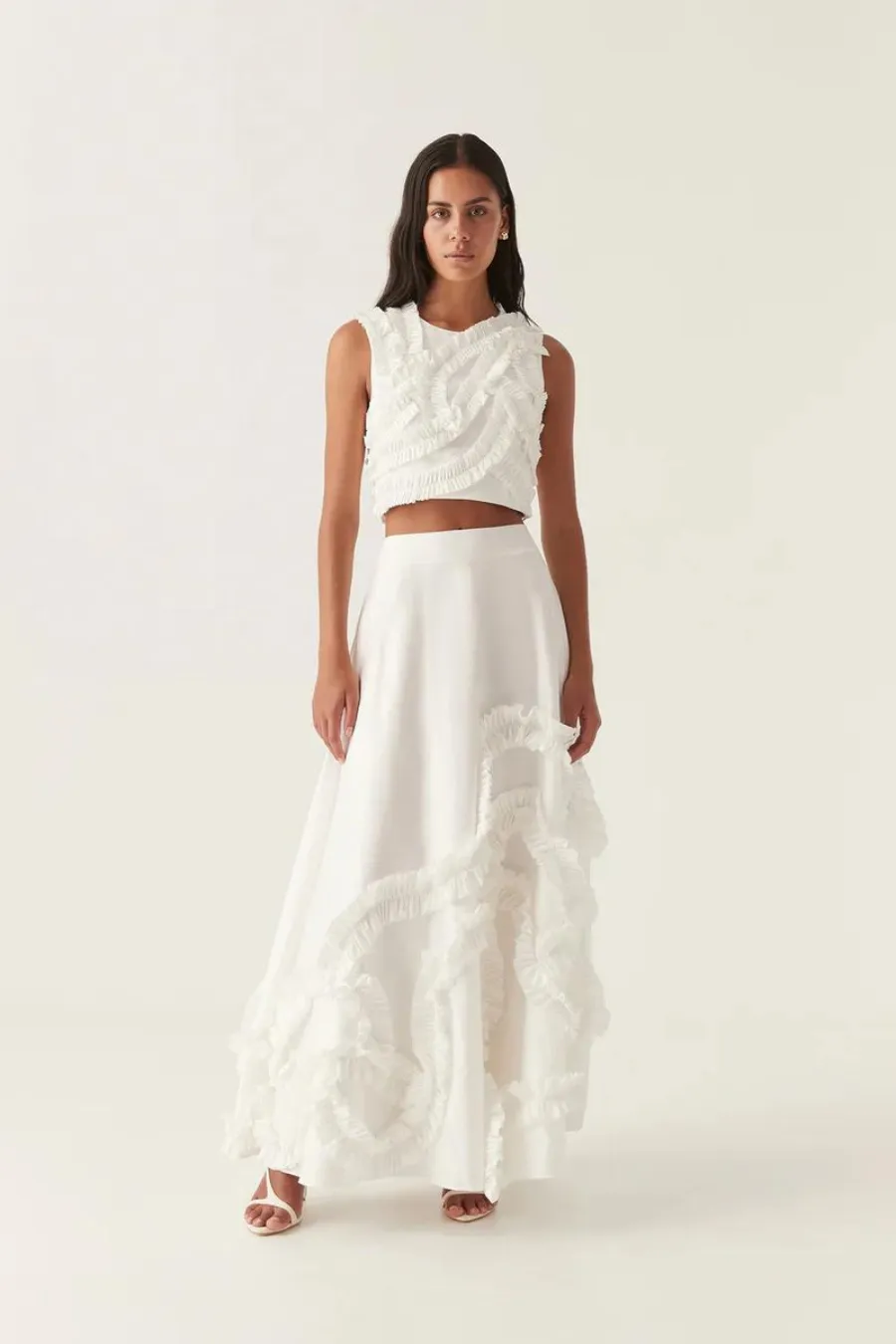 Aurelia Frill Shell Top Ivory