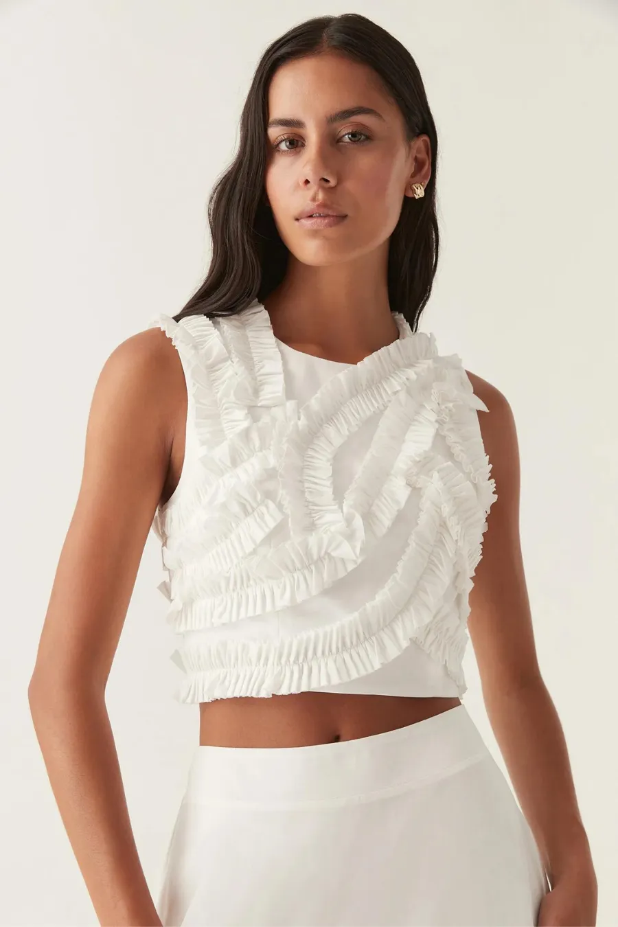 Aurelia Frill Shell Top Ivory