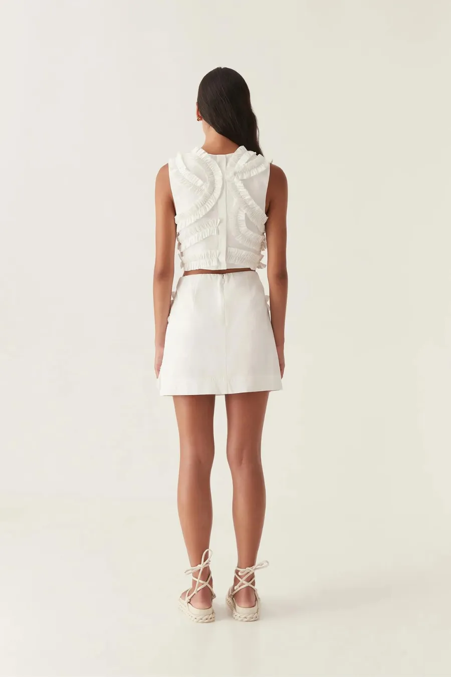 Aurelia Frill Shell Top Ivory