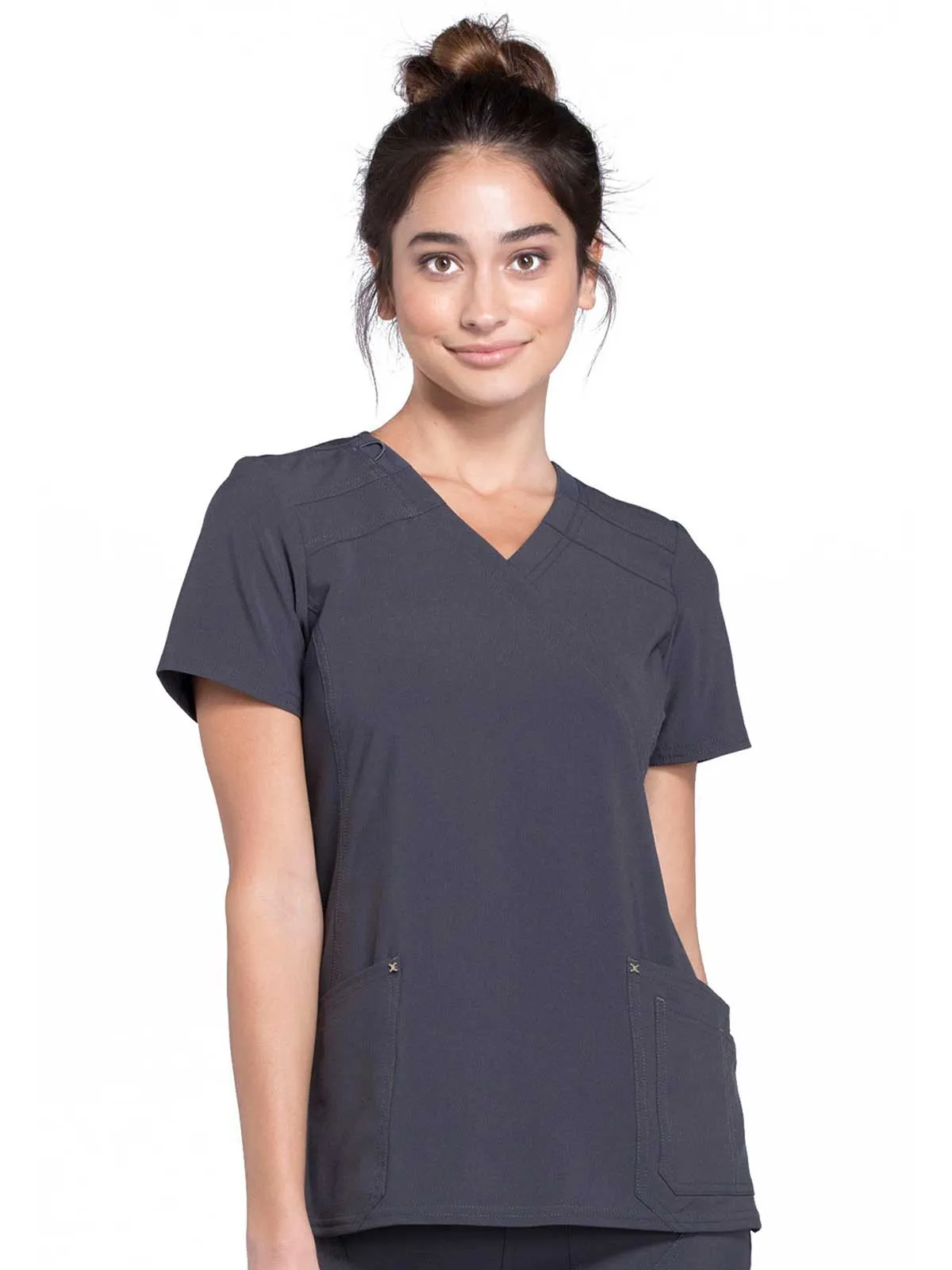 Iflex - Women's Mock Wrap Knit Panel Solid Top