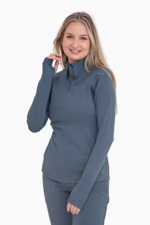 Jacquard Ribbed Mock Neck Top