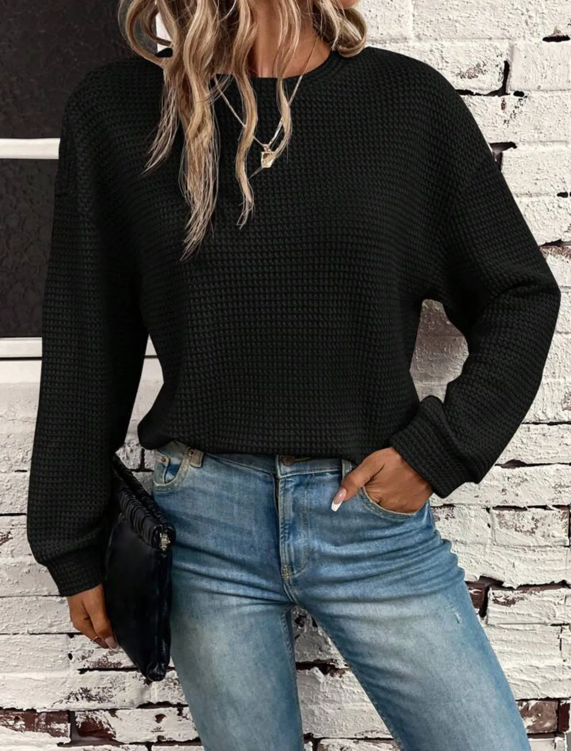 Knitted Loose Long Sleeve Pullover Top
