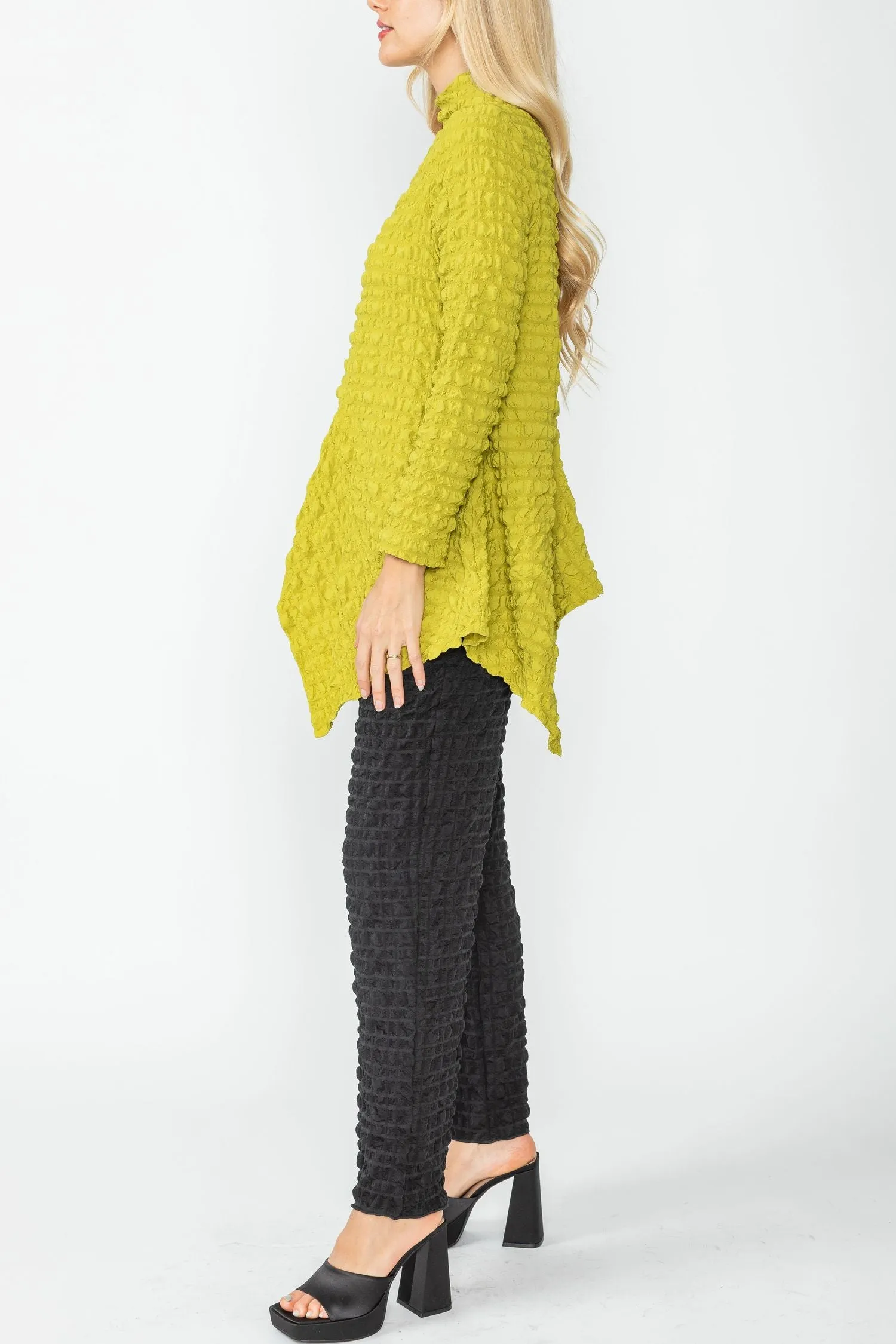Lime Mock Neck Asymmetric Top