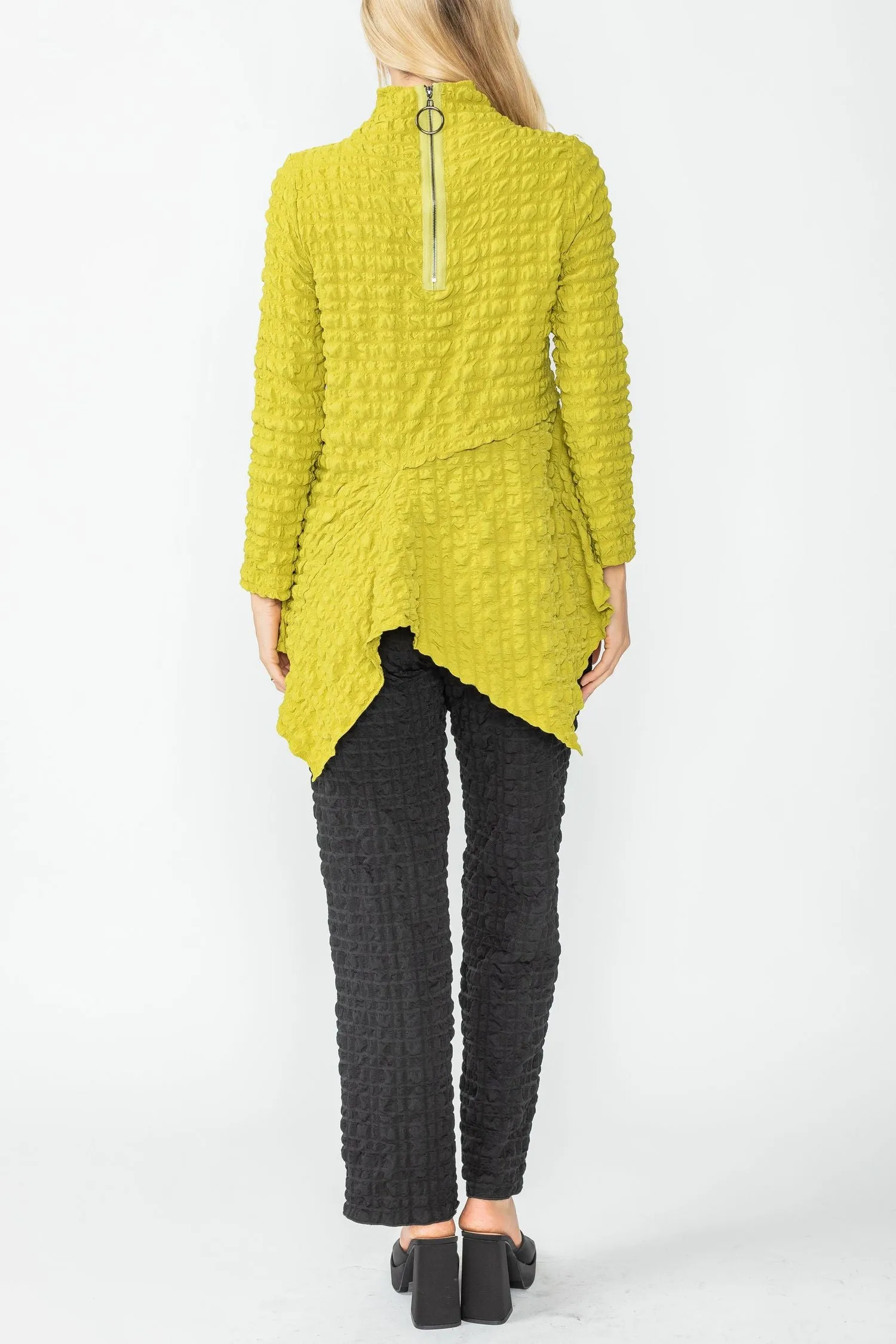 Lime Mock Neck Asymmetric Top