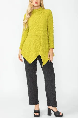 Lime Mock Neck Asymmetric Top