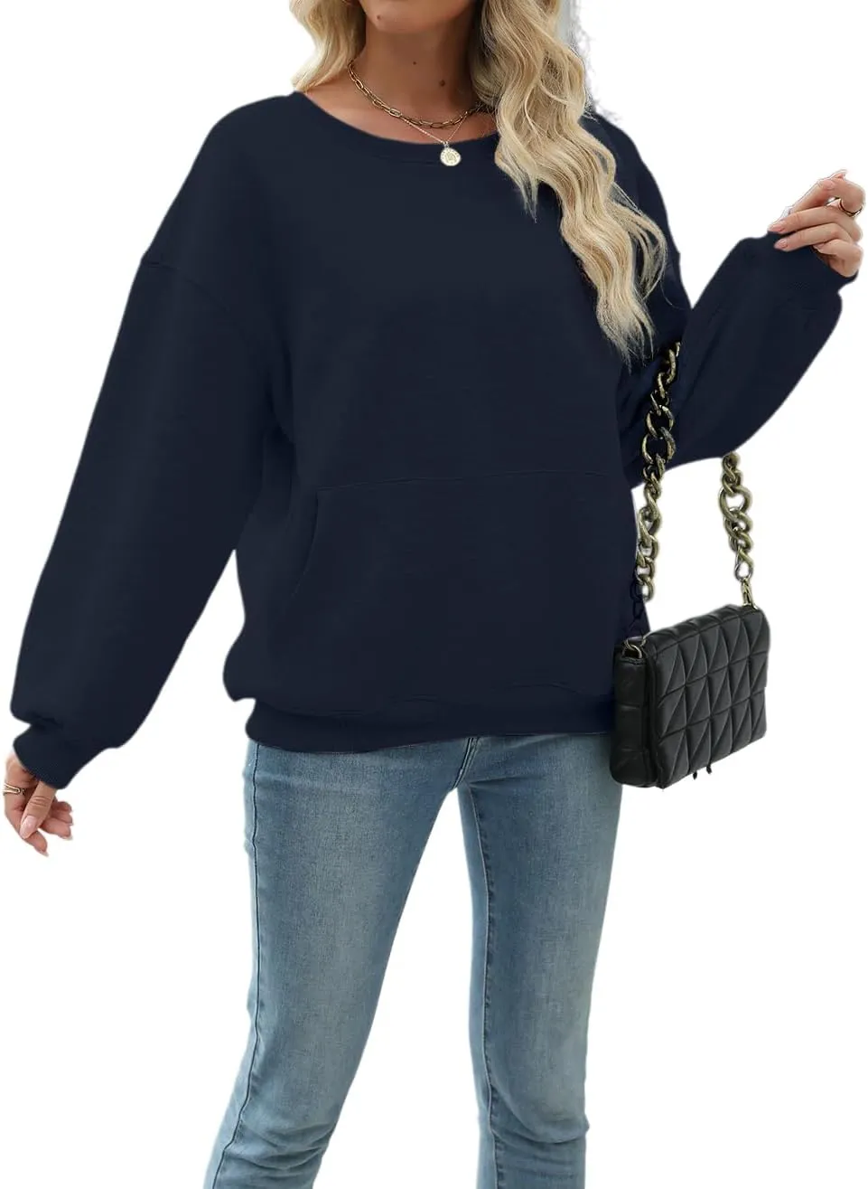 Nfison Womens Oversized Hoodies Sweatshirts Long Sleeve Casual Sweater Pullover Fall Outfits with Pocket