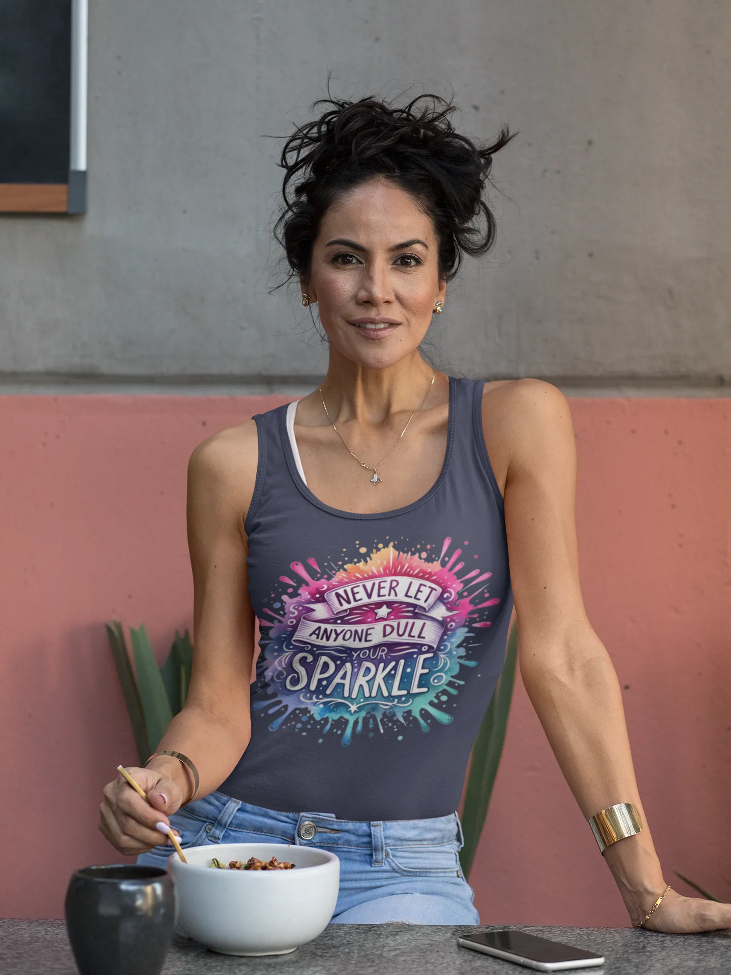 Radiate Positivity – Chic Graphic Tank Top