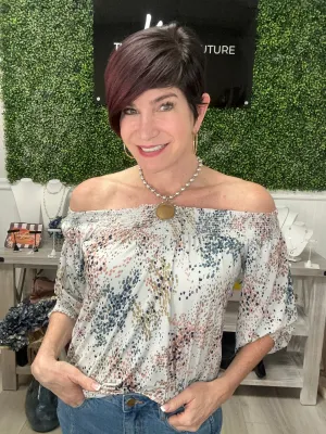 Sassy & Classy Off the Shoulder Speckled Top