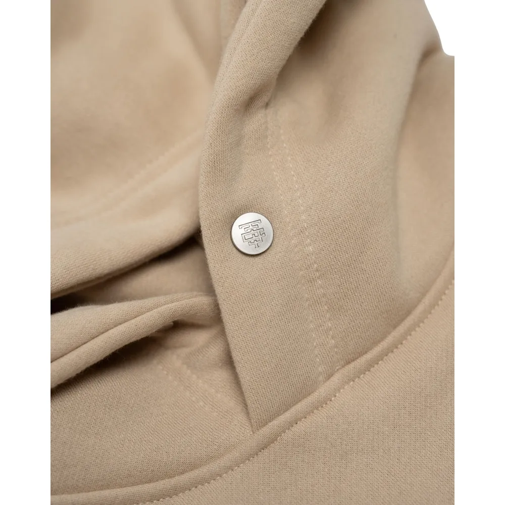 TEAMJOINED TJTC FLOCK BADGE OVERSIZED HOODIE-KHAKI