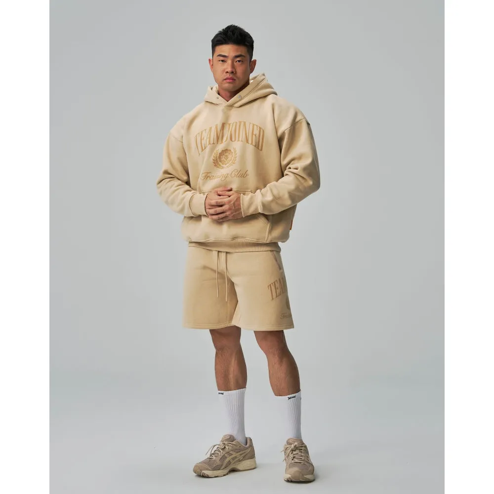 TEAMJOINED TJTC FLOCK BADGE OVERSIZED HOODIE-KHAKI
