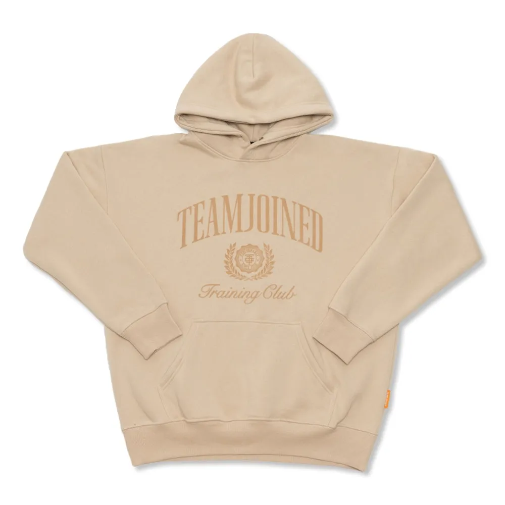 TEAMJOINED TJTC FLOCK BADGE OVERSIZED HOODIE-KHAKI