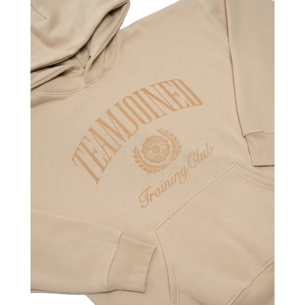 TEAMJOINED TJTC FLOCK BADGE OVERSIZED HOODIE-KHAKI