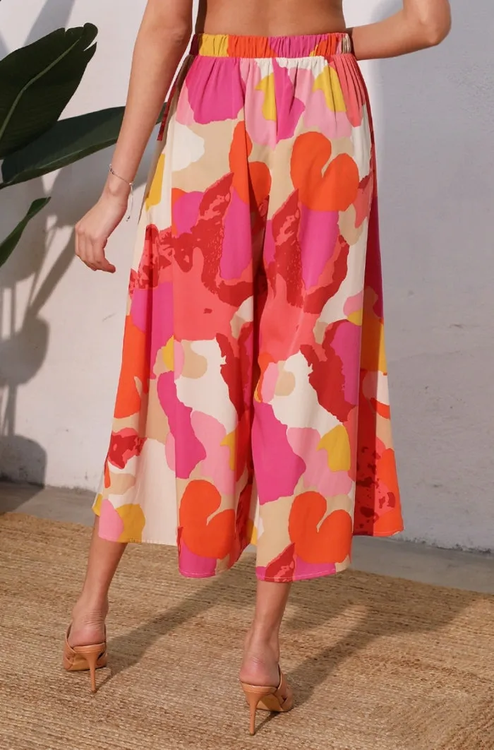 Whimsy Bloom Wide Leg Midi Pants