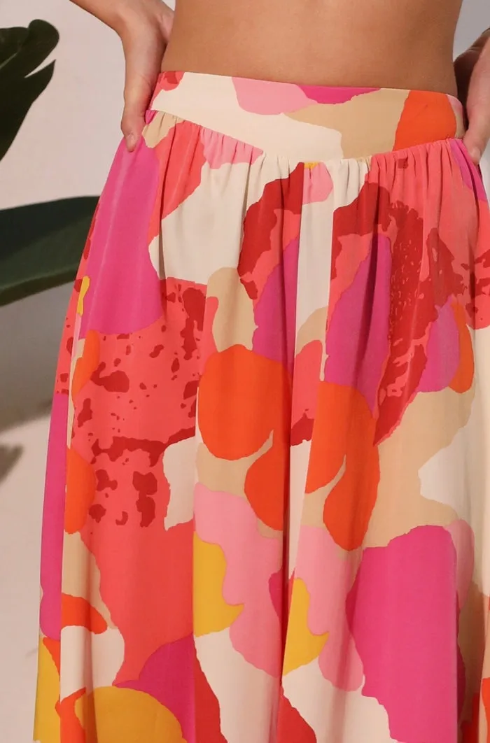 Whimsy Bloom Wide Leg Midi Pants
