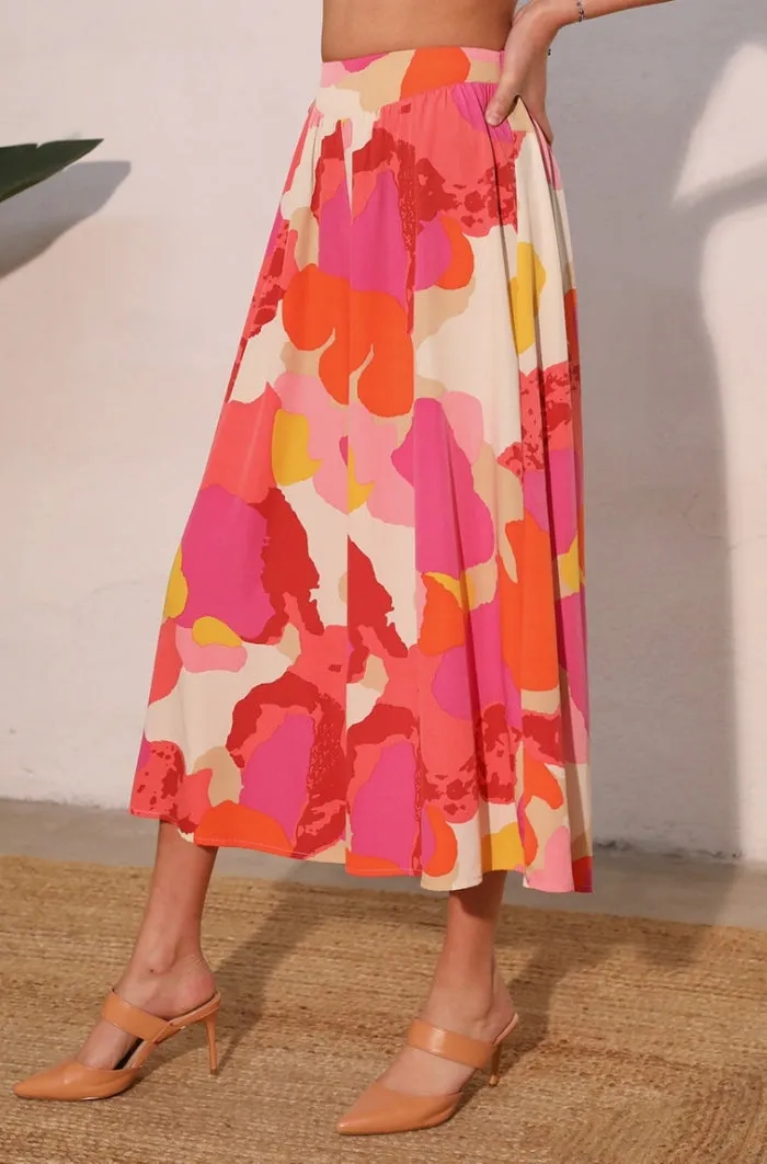 Whimsy Bloom Wide Leg Midi Pants